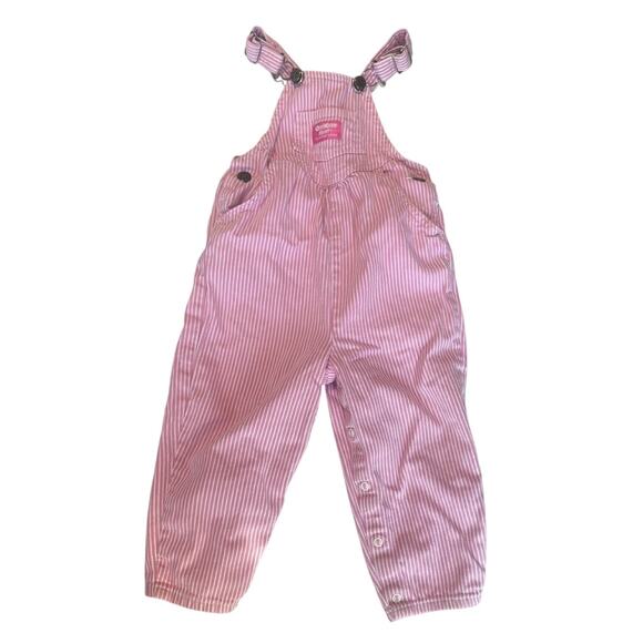OshKosh B’gosh Pink & White Striped Overalls – Size 3T - Picture 1 of 5